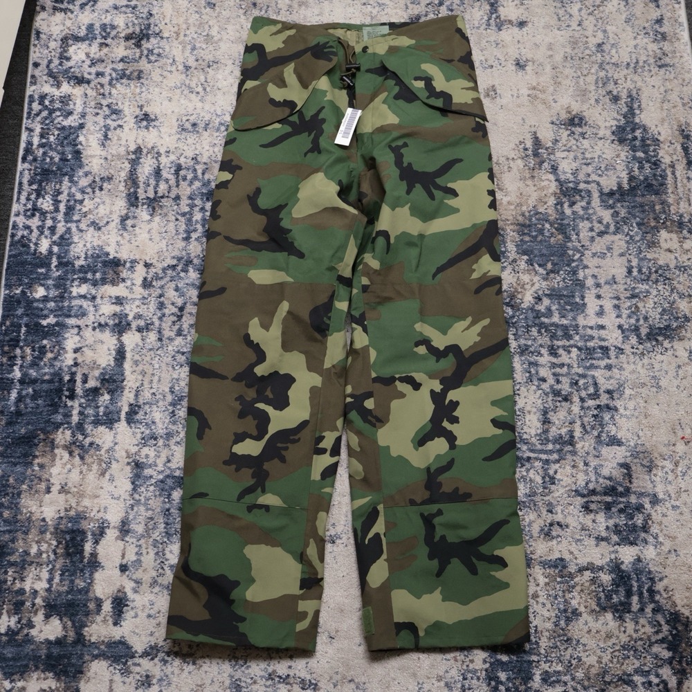 90s US Military ECWCS GORE-TEX Cold Weather Pants Woodland Camo Small Long New